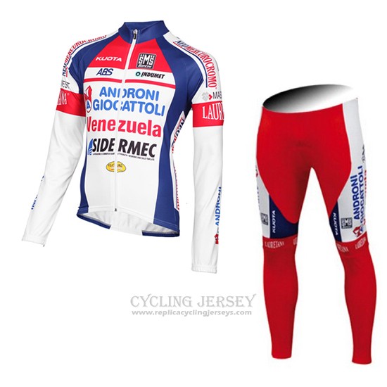 2015 Cycling Jersey Androni Giocattoli White Long Sleeve and Bib Tight